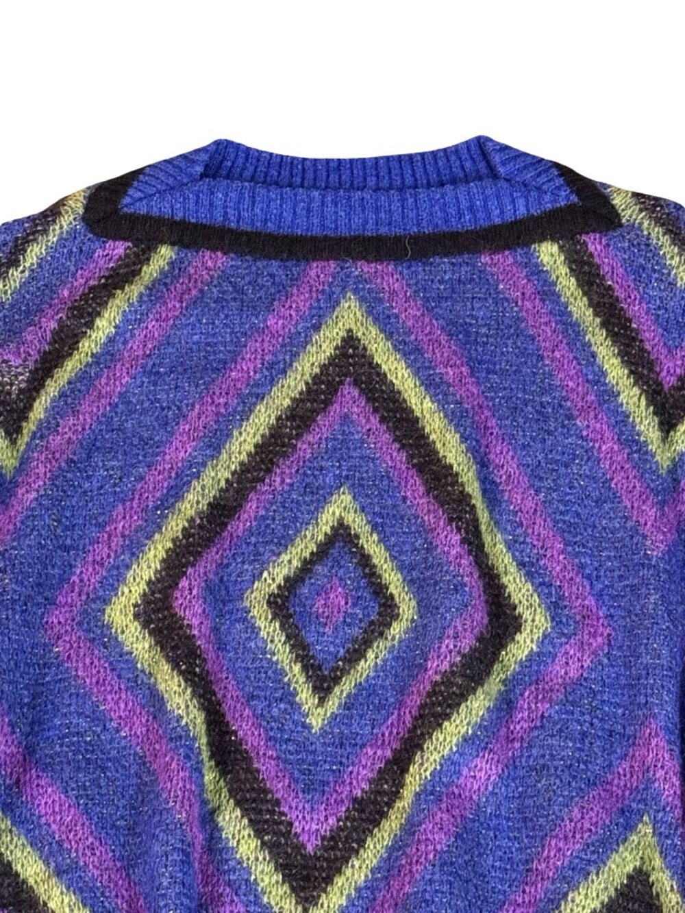 Vintage Women’s Purple Green Oversized Wool Knit Sweater - Picture 2 of 6